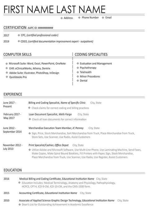 How to Create Medical Coding Resume Format に対する画像結果