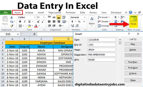 Example of Data Entry in Excel に対する画像結果