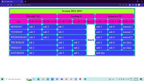 Image result for Time Table for HTML Simple Merge and Center