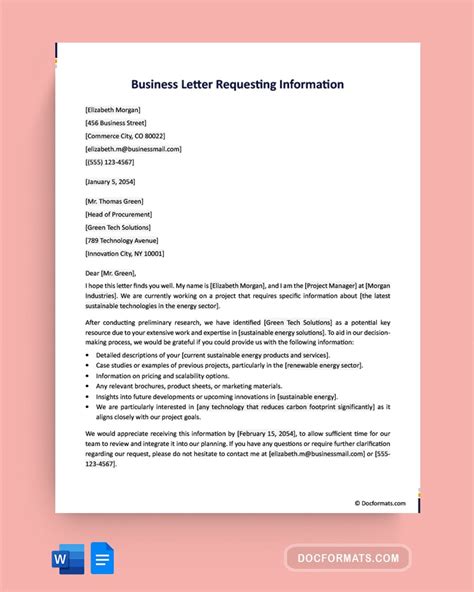 Image result for Request for Information Letter Sample