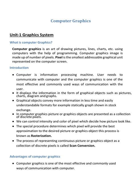 نتيجة الصورة لـ Computer Graphics Handwritten Notes PDF