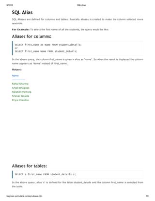 Alias in SQL Syntax に対する画像結果