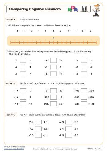 Image result for Printable Negative Numbers Worksheets