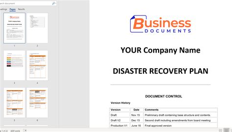 Disaster Recovery Plan Sample Document に対する画像結果