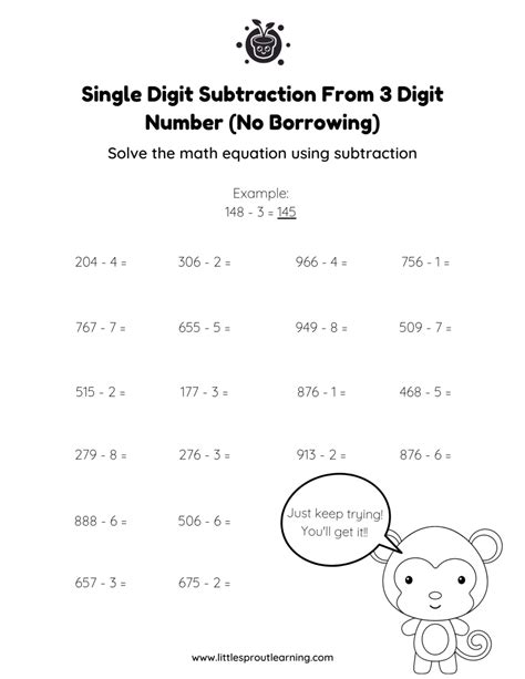 Image result for Subtracting 3-Digit Numbers Worksheet