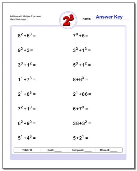 Exponents Worksheets Grade 6 に対する画像結果
