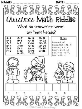 Résultat d’images pour Holiday Multiplication Riddle Worksheet