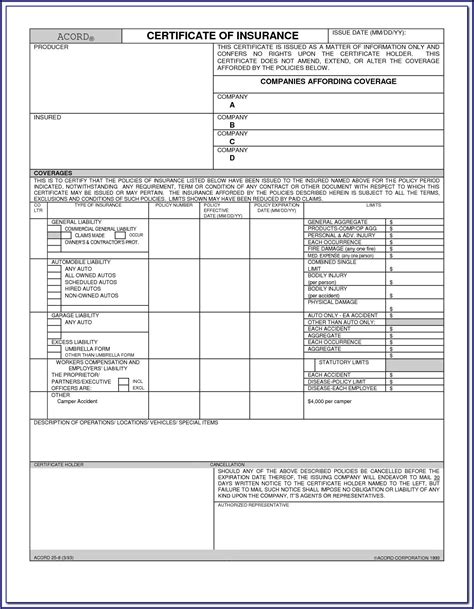 Image result for ACORD 23 Form Fillable