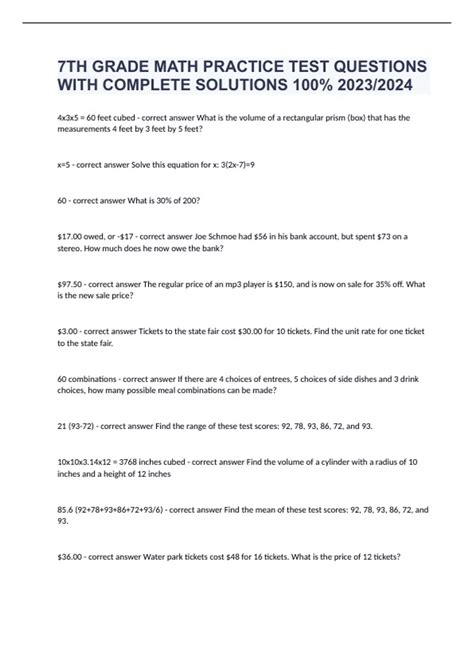 Image result for 7th Grade Sat Practice Test Math