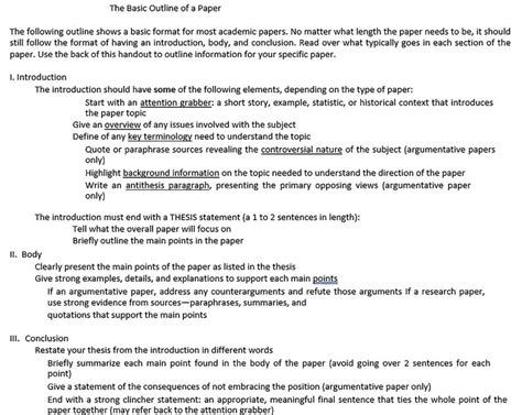 Image result for Outline Paper Sample