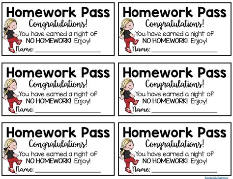 Image result for Homework Pass Printable