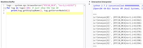Toradh íomhá ar opc servers browse using all variable python