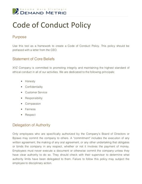 Image result for How to Write a Code of Conduct Policy