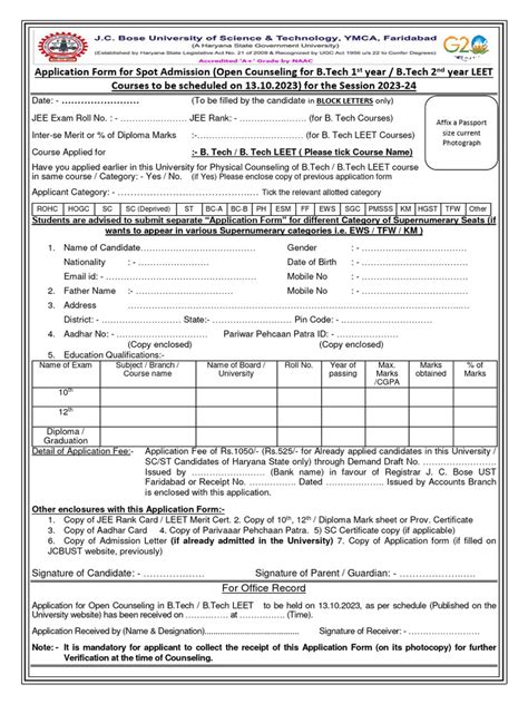 Image result for B.Tech Course Registration Form