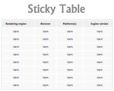 Image result for Sticky Table HTML/CSS