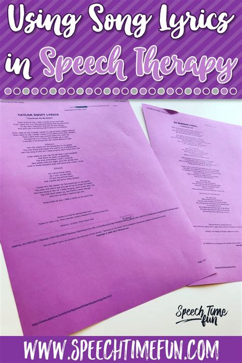 Using Song Lyrics In Speech Therapy - Speech Time Fun: Speech and ...