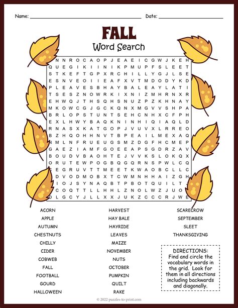 Free Printable Fall Word Search Puzzles に対する画像結果