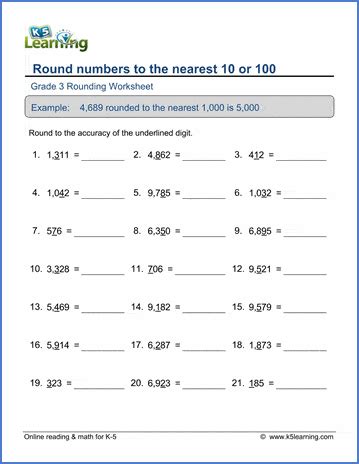 Image result for 3rd Grade Math Worksheets Rounding