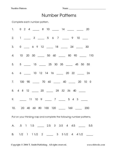 Number Patterns Worksheets 3rd Grade に対する画像結果