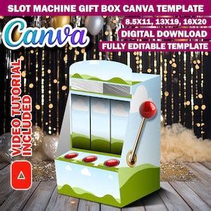 Toradh íomhá ar DIY Slot Machine Gift Box Printable Template