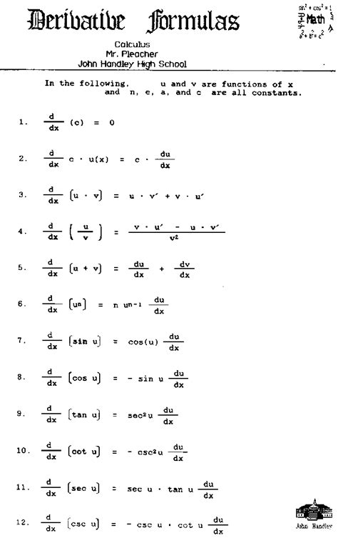 Toradh íomhá ar All Differentiation Formulas