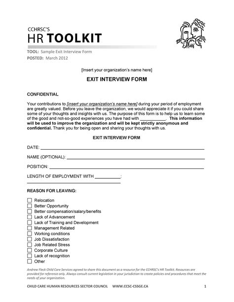 Image result for Exit Interview Form Sample