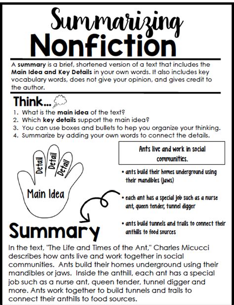 Image result for Nonfiction Summary Anchor Chart
