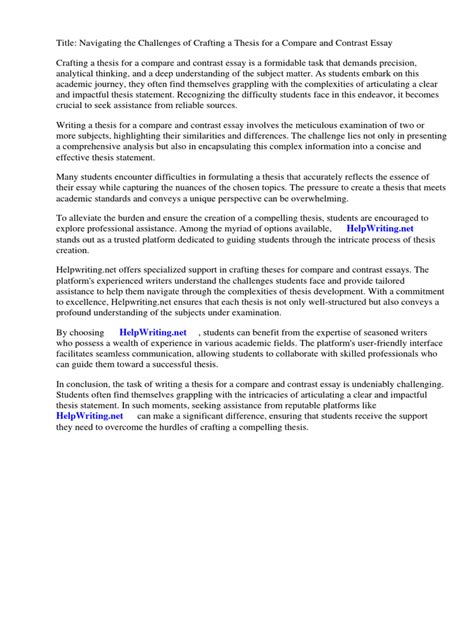 Image result for Thesis Statement Examples Compare Contrast