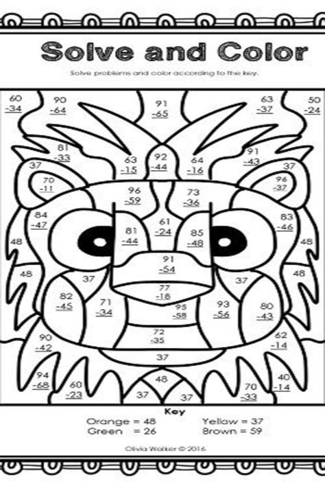 Image result for 2-Digit Subtraction Coloring Sheet