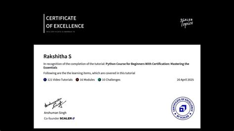 Scaler Python Certificate に対する画像結果