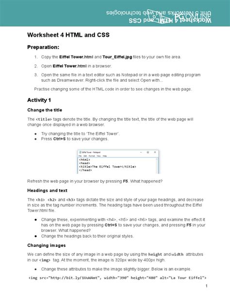 HTML Code Worksheet に対する画像結果