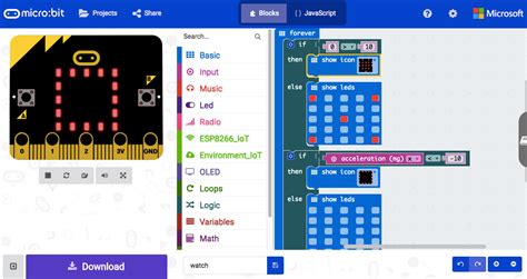 Toradh íomhá ar Micro Bit Programmierung