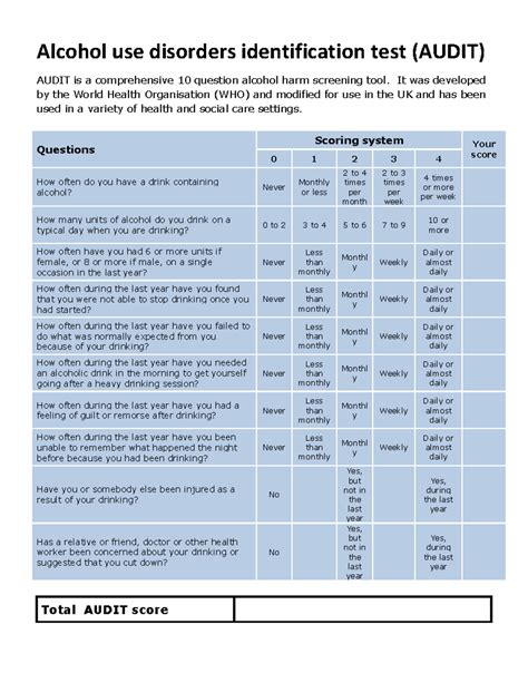 Image result for Audit Alcohol Screening Test PDF
