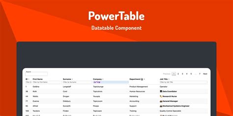 DataTable Components に対する画像結果