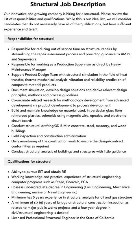 Image result for Structural Designer Sample Job Profile