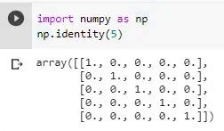 Toradh íomhá ar Python Identity Matrix