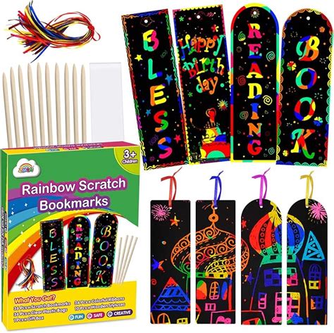 Amazon.com: ZMLM Scratch Bookmarks for Kids: 36 Set Rainbow DIY Scratch ...