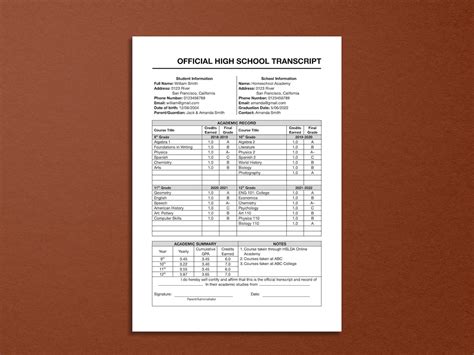 Image result for Printable High School Transcript