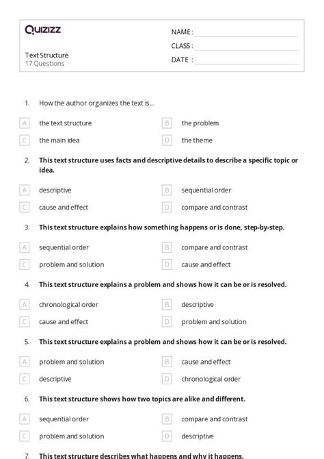 Image result for Text Structure Printable Worksheets 6th Grade