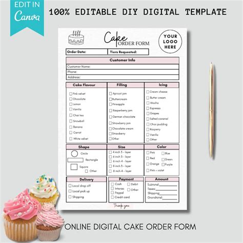 Image result for Online Cake Order Form Template