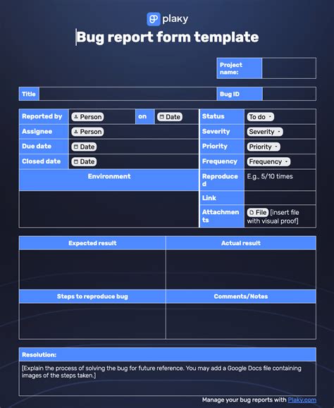 Image result for Bug Report Example