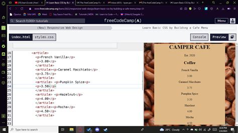 Toradh íomhá ar Menu Design HTML/CSS Code