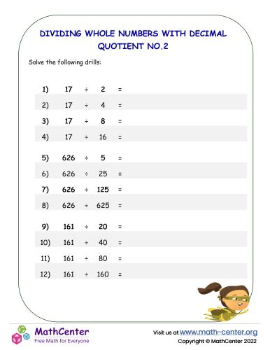 Image result for Division Whole Numbers Worksheets