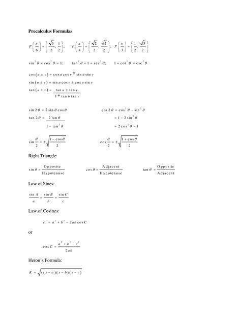 Toradh íomhá ar precalculus study sheet