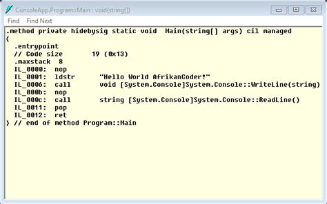 Image result for .Net Language Code of Hello World