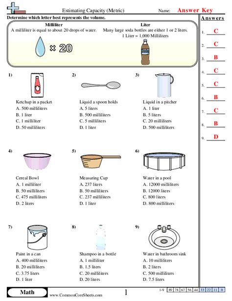 Image result for Capacity Multiplication and Division Worksheets