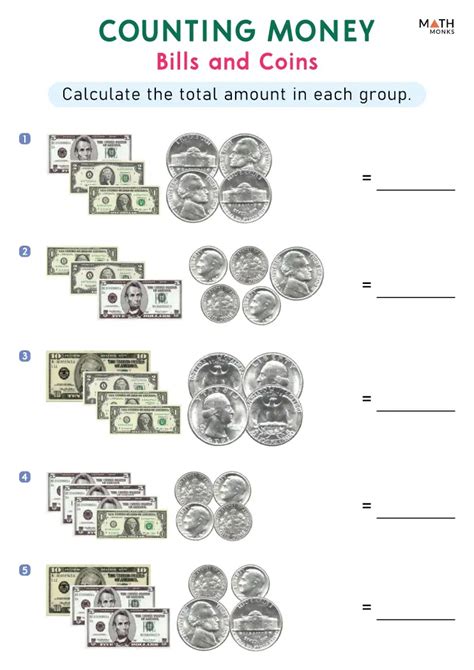 Image result for 3rd Grade Math Worksheets Counting Money