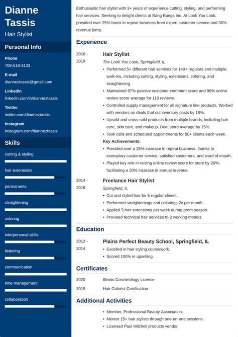 Image result for Sample Hair Stylist Resume Example