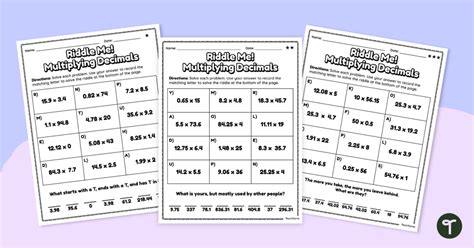 Toradh íomhá ar Multiplication Riddle Worksheet