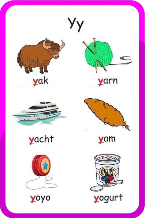 Image result for Y Words for Kids
